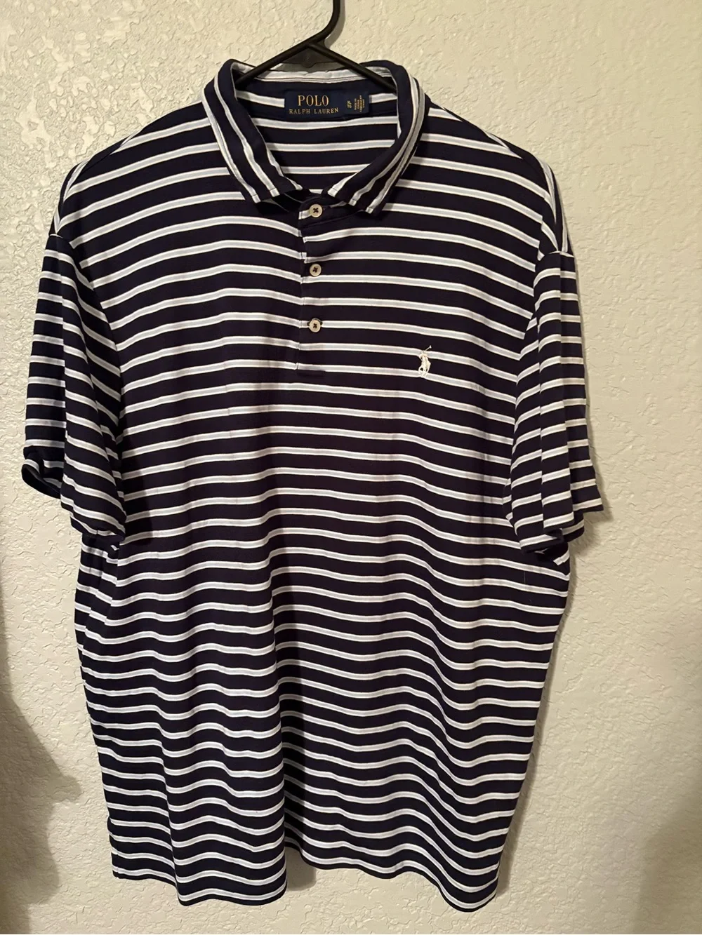 Polo by Ralph Lauren Men’s Navy & White Striped Polo Shirt  Country Club Gold